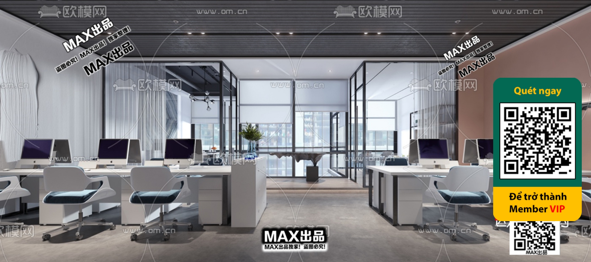 OFFICE SPACE – VRAY / CORONA – 3D MODEL – 4818 - thumbnail 1