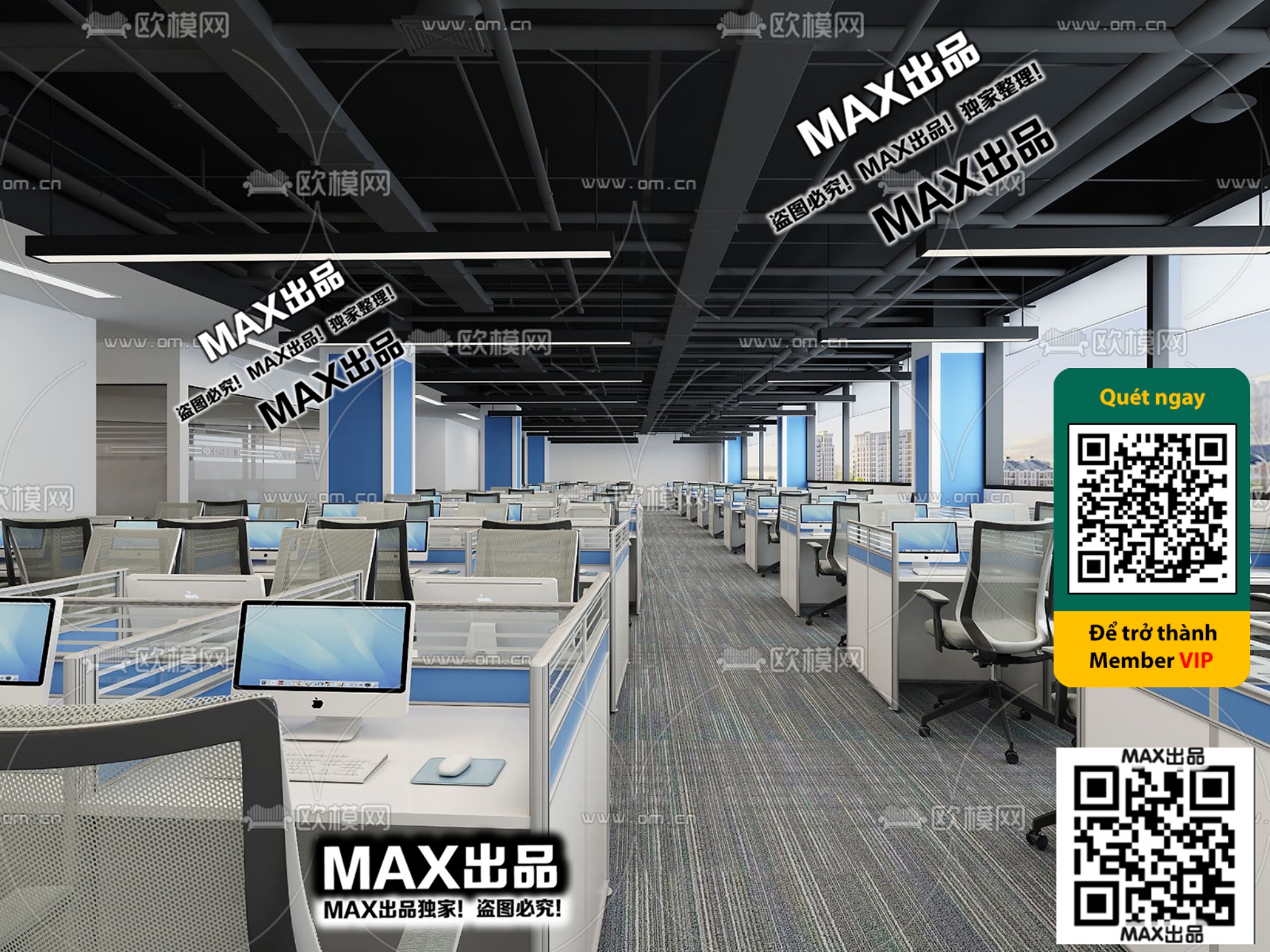 OFFICE SPACE – VRAY / CORONA – 3D MODEL – 4821 - thumbnail 1