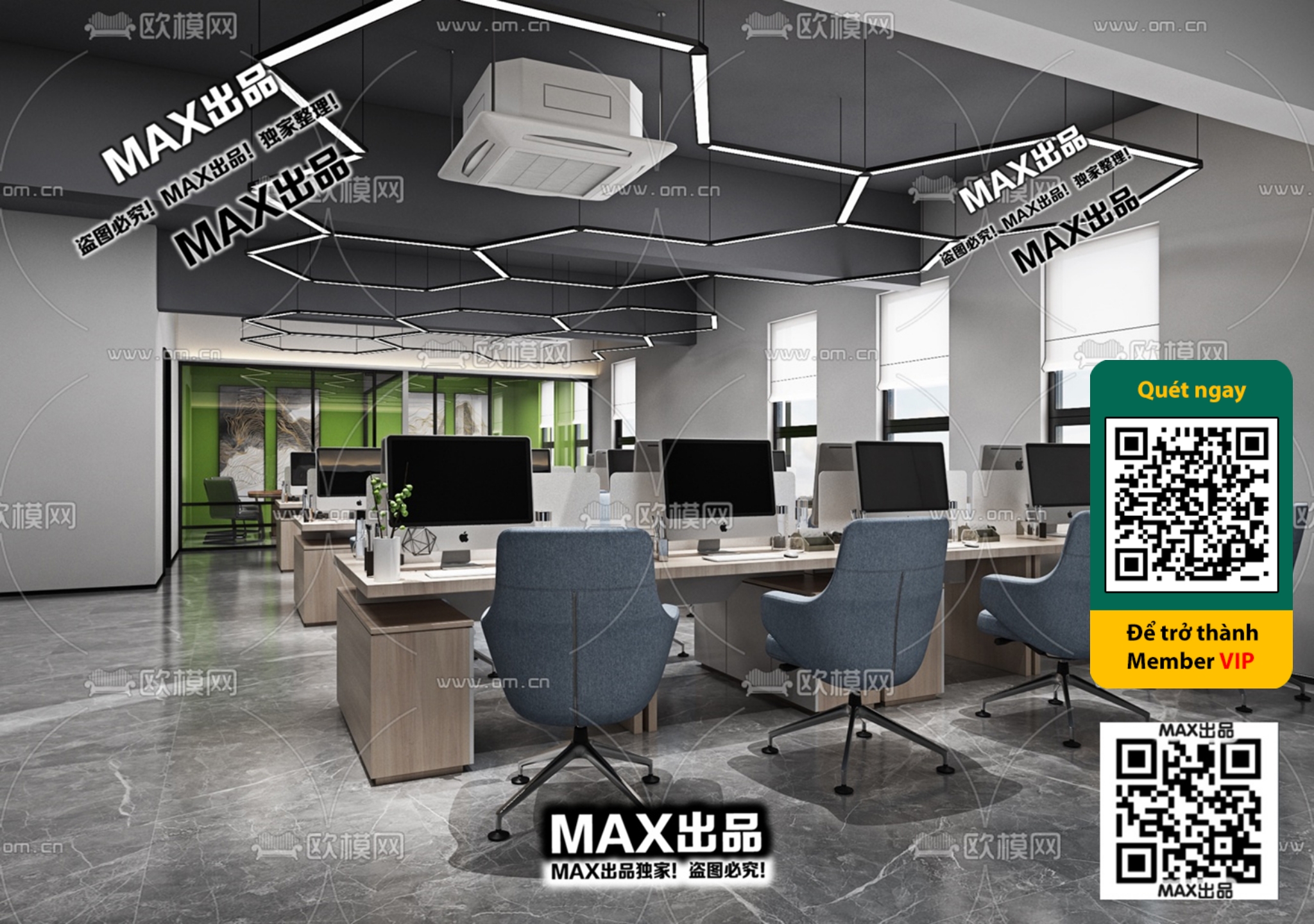 OFFICE SPACE – VRAY / CORONA – 3D MODEL – 4824 - thumbnail 1