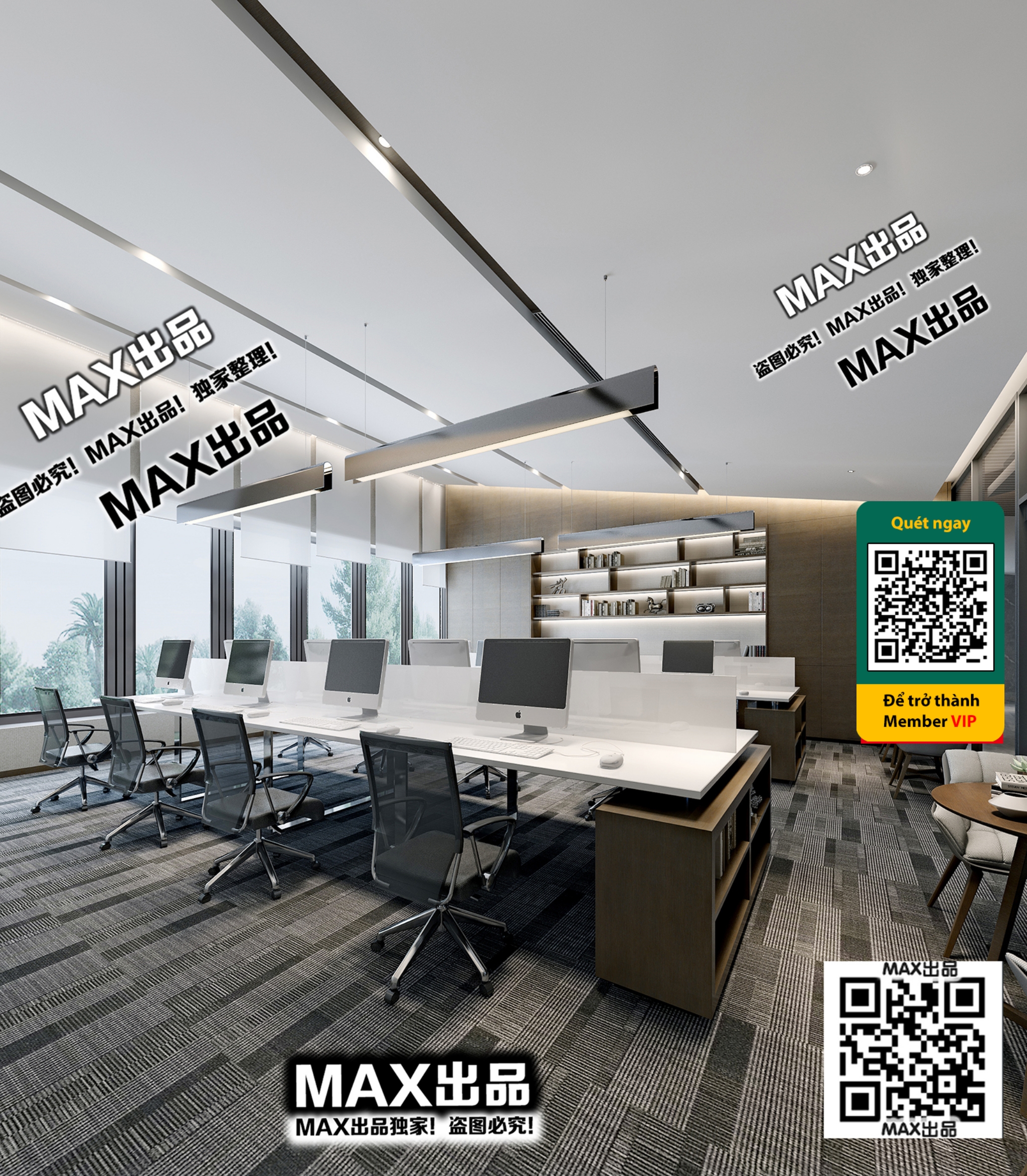 OFFICE SPACE – VRAY / CORONA – 3D MODEL – 4840 - thumbnail 1