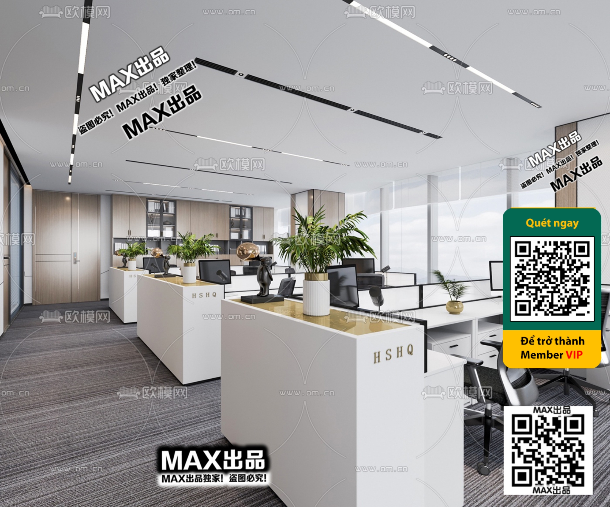 OFFICE SPACE – VRAY / CORONA – 3D MODEL – 4849 - thumbnail 1