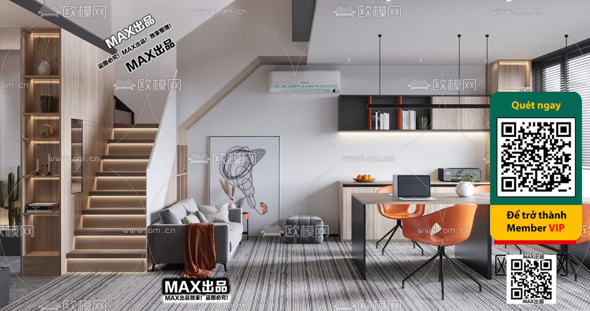 OFFICE SPACE – VRAY / CORONA – 3D MODEL – 4850 - thumbnail 1