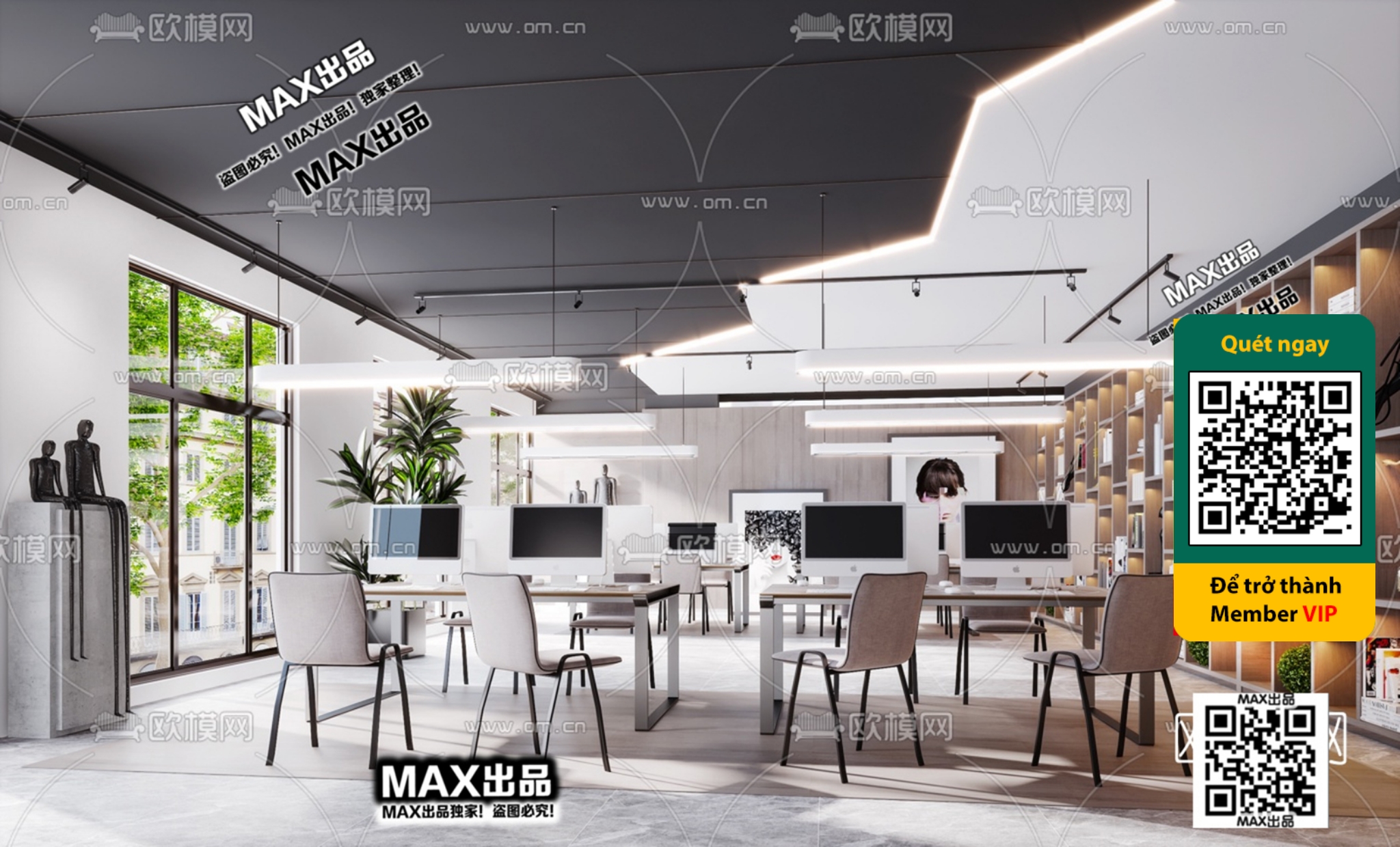 OFFICE SPACE – VRAY / CORONA – 3D MODEL – 4852 - thumbnail 1