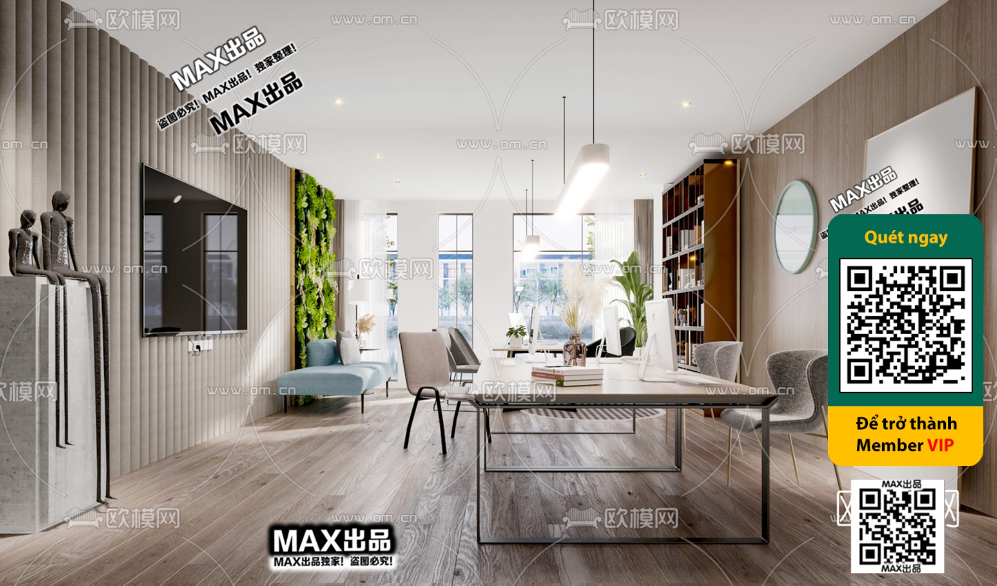 OFFICE SPACE – VRAY / CORONA – 3D MODEL – 4853 - thumbnail 1