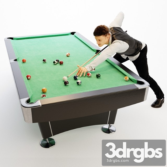 American Billiard Table Billiard Player 3dsmax Download - thumbnail 1