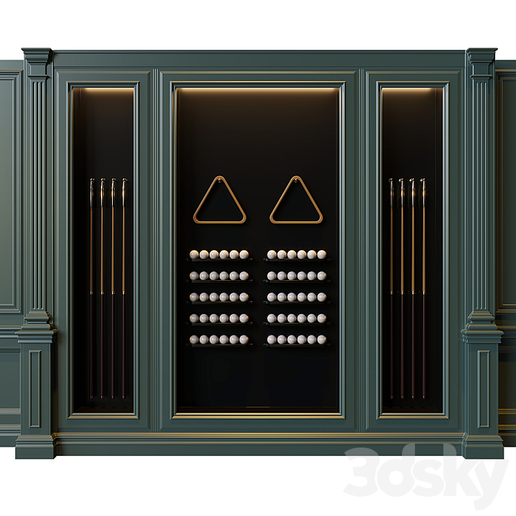 American style billiard cabinet 3DS Max - thumbnail 1