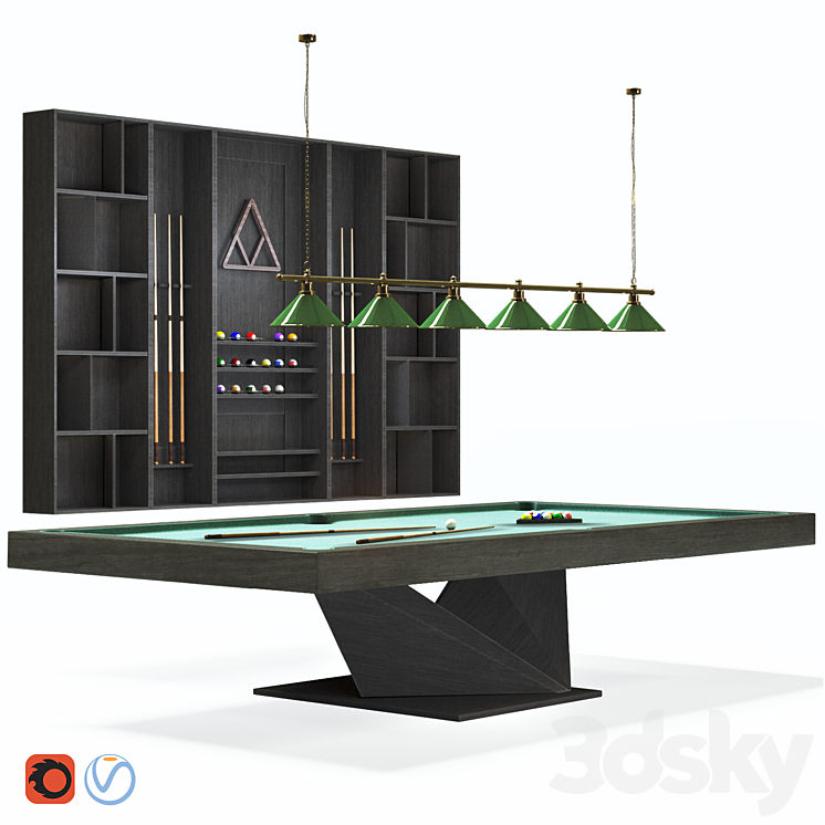 Billiard room set 3DS Max Model - thumbnail 1