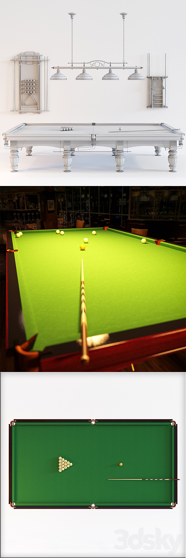 Billiard table Duke – 12 feet 3ds Max - thumbnail 3