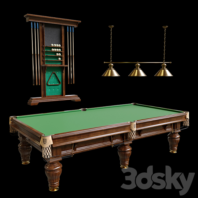 Billiard table “President” 3DS Max Model - thumbnail 1