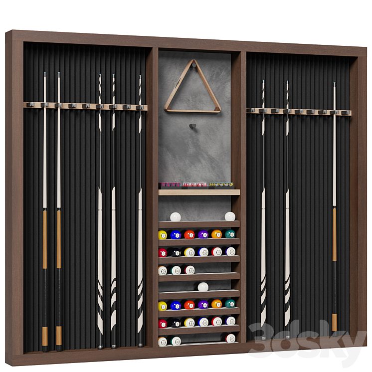 Billiard Wall Rack 3DS Max Model - thumbnail 1