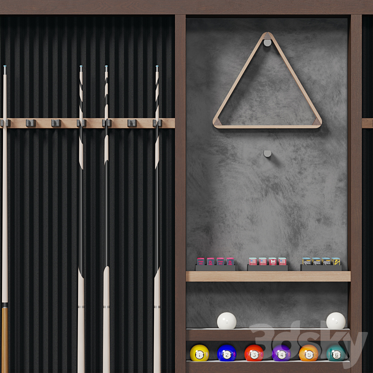 Billiard Wall Rack 3DS Max Model - thumbnail 2