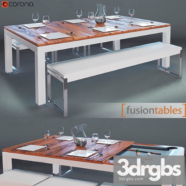 Fusion Tables Metal Line Dining Pools 3dsmax Download - thumbnail 1