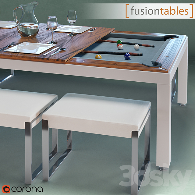 FUSIONTABLES METAL LINE Dining pools 3DS Max Model - thumbnail 3