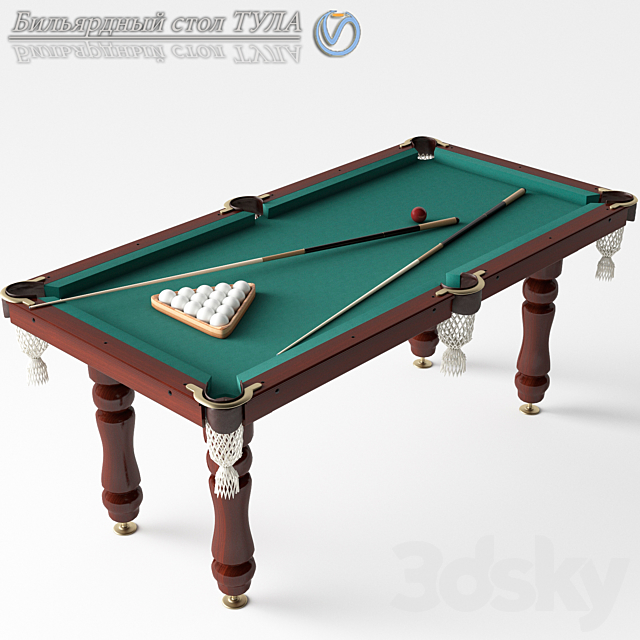 Pool table 7futov 3DS Max Model - thumbnail 2