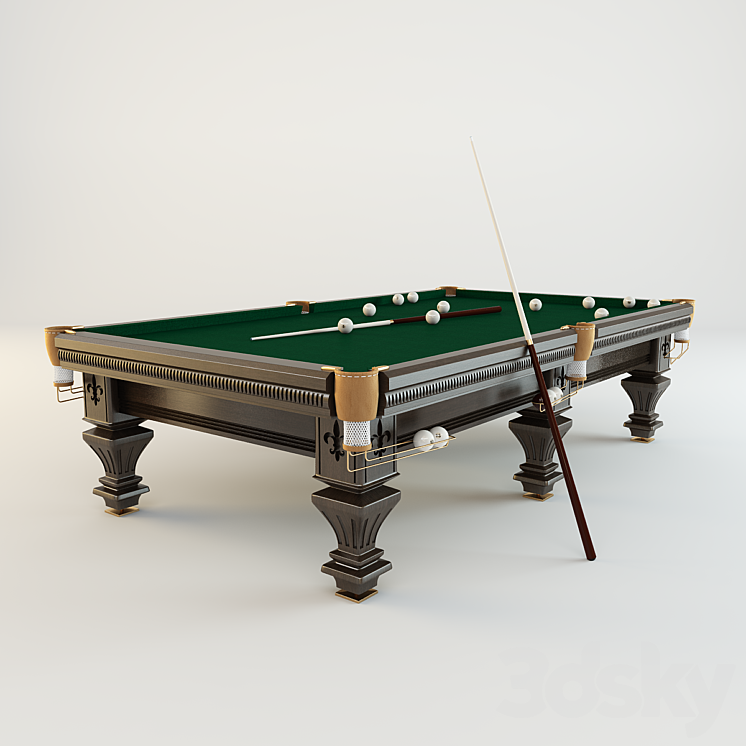 Pool table for Russian billiards «Hardy» (mahogany) 3DS Max Model - thumbnail 3