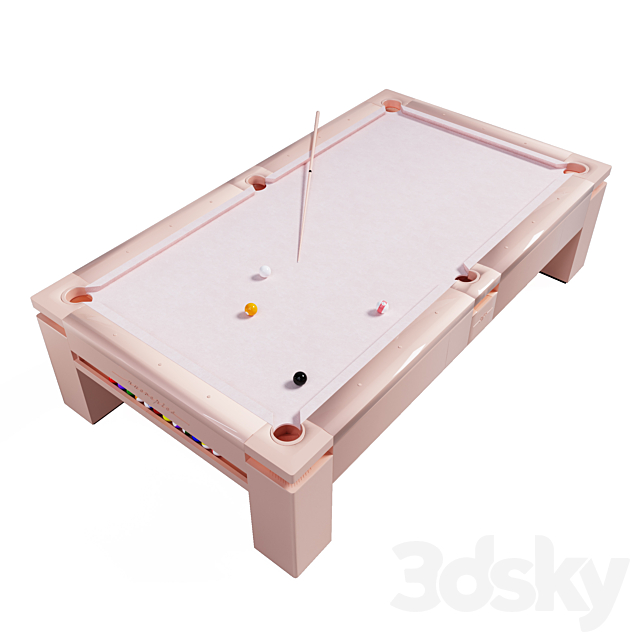 Pool table MONOCOLOR PINK PASTEL 3DS Max Model - thumbnail 2