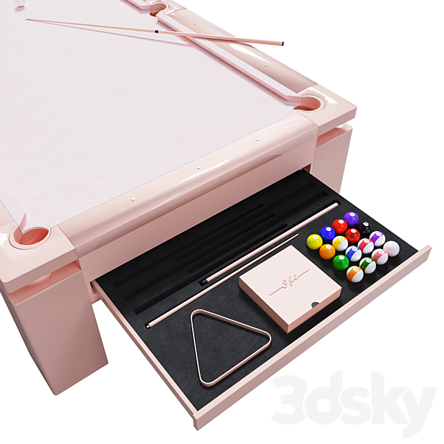 Pool table MONOCOLOR PINK PASTEL 3DS Max Model - thumbnail 3