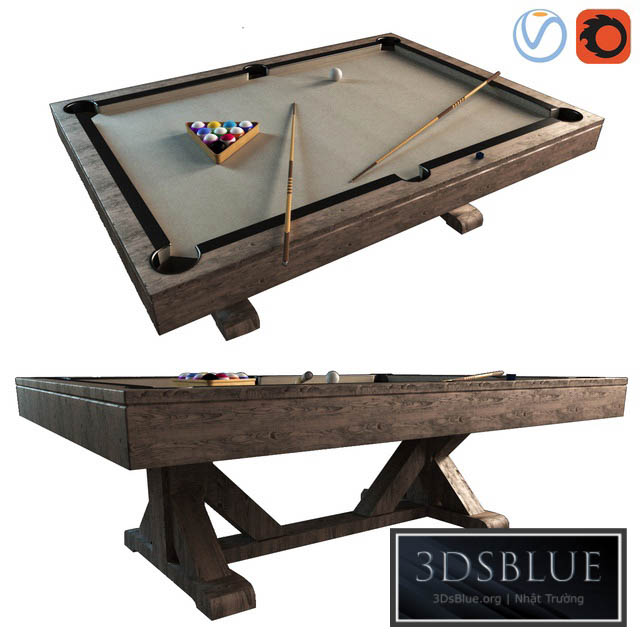 Pottery Barn Charleston Pool Table 3DS Max - thumbnail 3