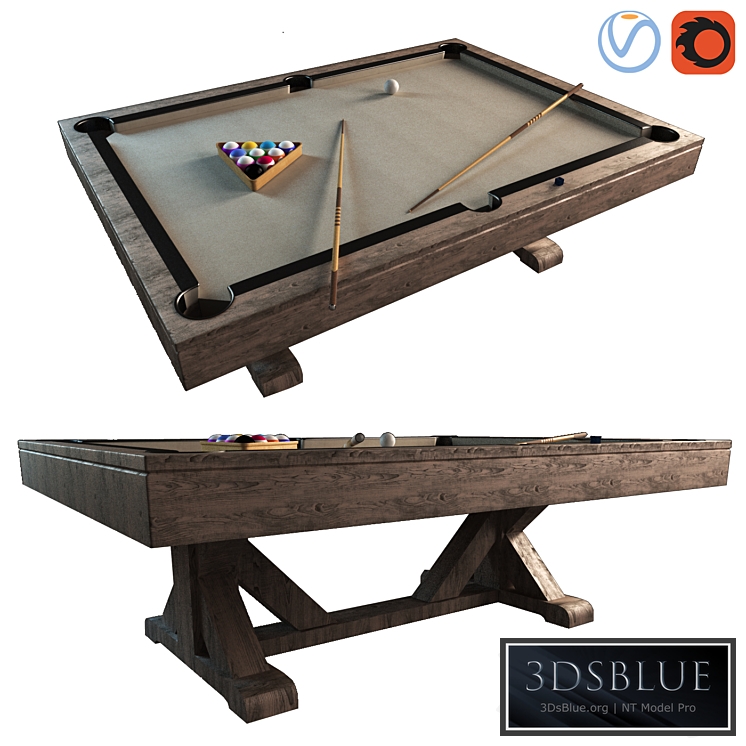 Pottery Barn Charleston Pool Table 3DS Max - thumbnail 3