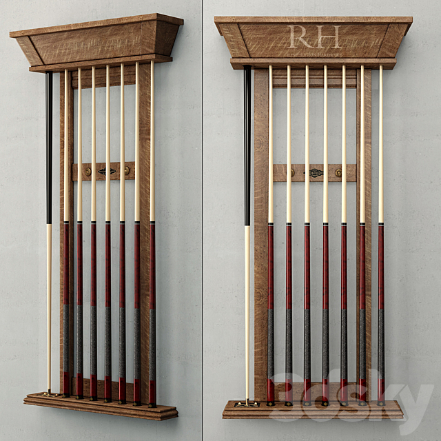 RH _ BRUNSWICK VINTAGE 1906 BILLIARDS TABLE CUE RACK 3DSMax File - thumbnail 1