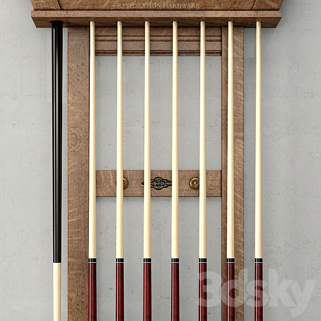 RH _ BRUNSWICK VINTAGE 1906 BILLIARDS TABLE CUE RACK 3DSMax File - thumbnail 2