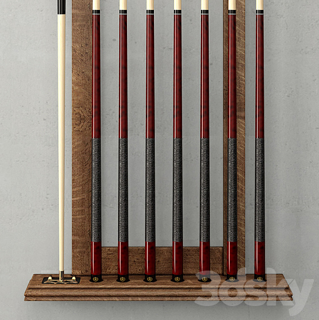 RH _ BRUNSWICK VINTAGE 1906 BILLIARDS TABLE CUE RACK 3DSMax File - thumbnail 3