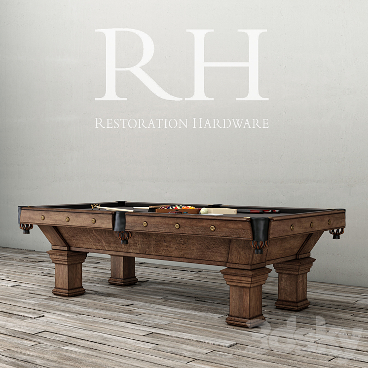 RH \/ BRUNSWICK VINTAGE 1906 BILLIARDS TABLE 3DS Max - thumbnail 1