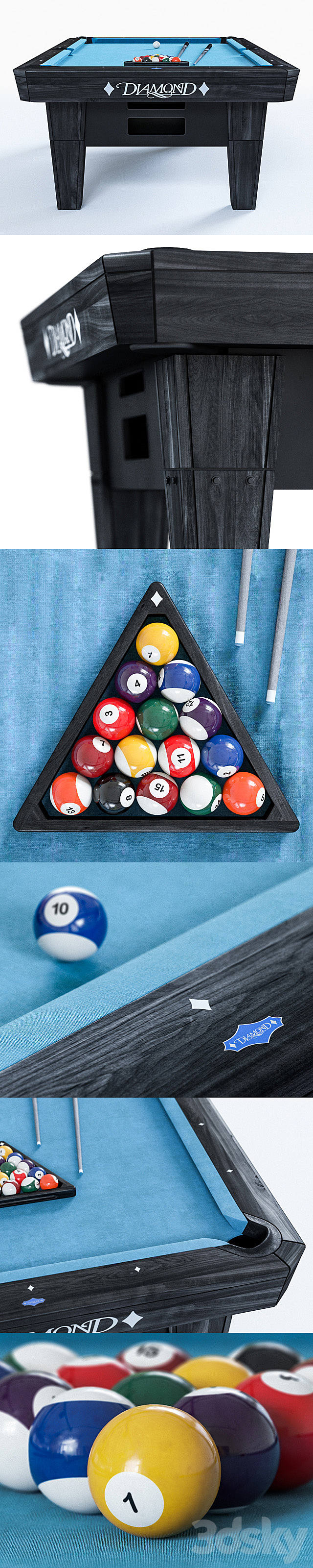 The Diamond 8 “PRO-AM billiard table 3DS Max Model - thumbnail 2