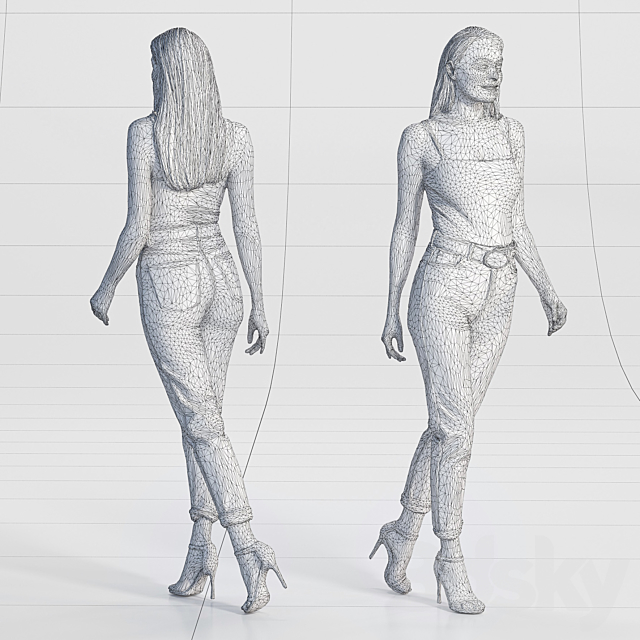 3D People Woman Walking Elena 1058 3DS Max Model - thumbnail 4