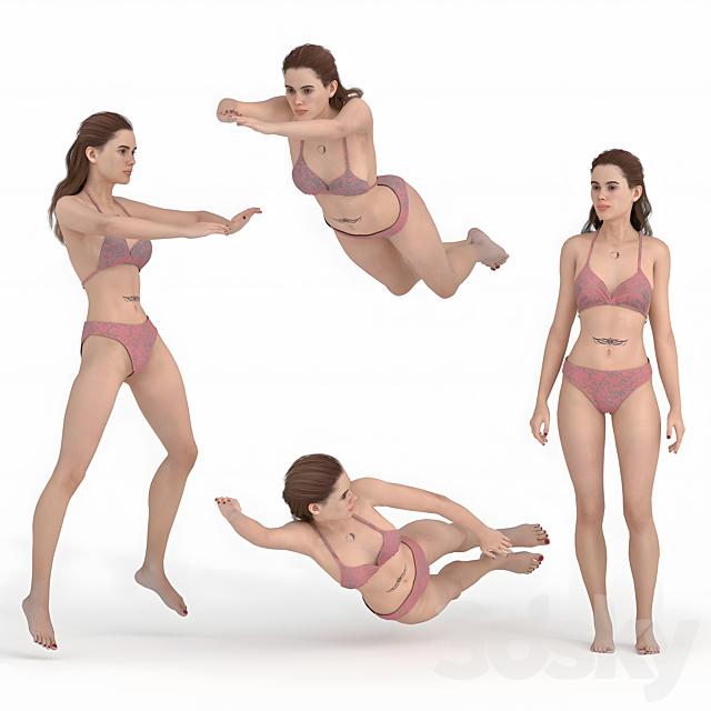 Bikini Woman 04 Poses 3ds Max - thumbnail 1