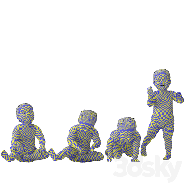 Boy Baby in 4 Poses 3ds Max - thumbnail 3