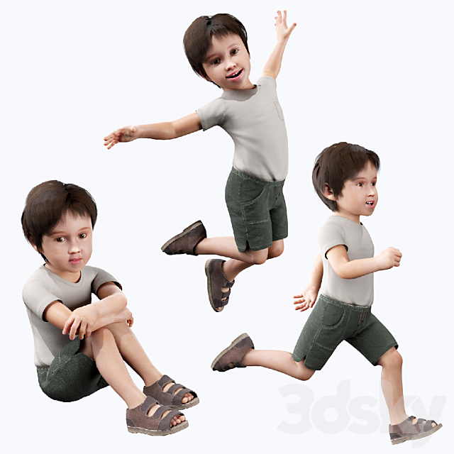 Boy in a T-shirt and shorts. 3ds Max - thumbnail 2