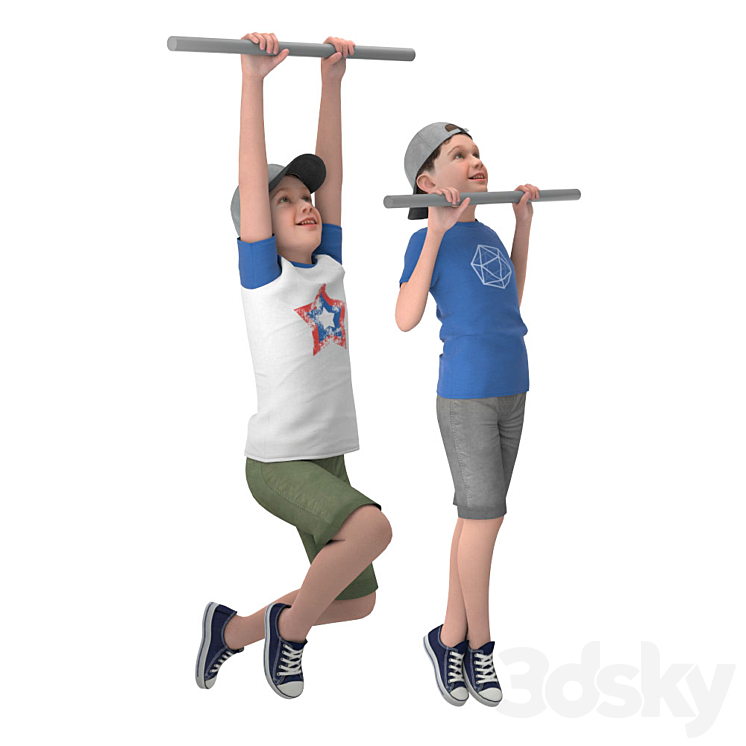 Boy on the horizontal bar 3DS Max - thumbnail 2