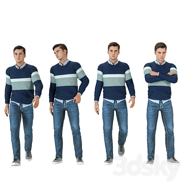 Casual Men 04 Poses 3ds Max - thumbnail 1