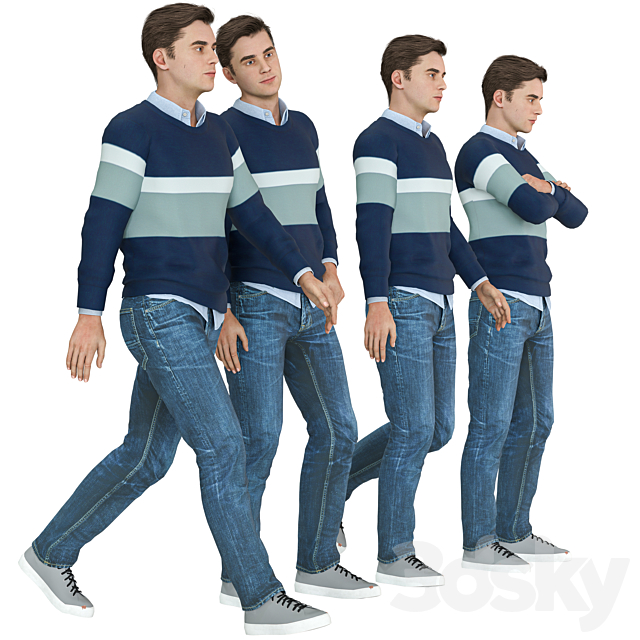 Casual Men 04 Poses 3ds Max - thumbnail 2