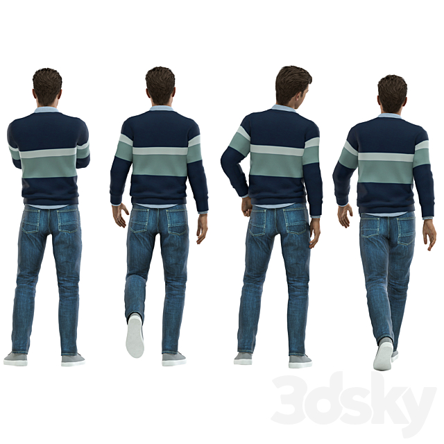 Casual Men 04 Poses 3ds Max - thumbnail 3