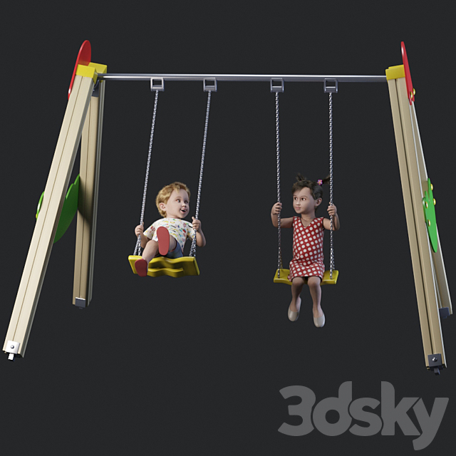 Children on the swing 3DS Max Model - thumbnail 2