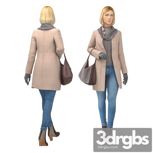 Creature Girl in coat 3dsmax Download - thumbnail 1