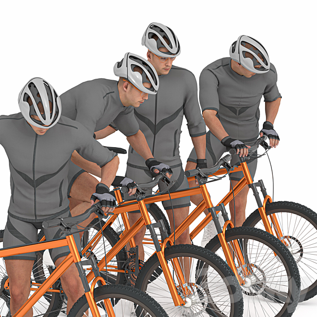 Cyclist Man in 04 Poses 3DS Max Model - thumbnail 2