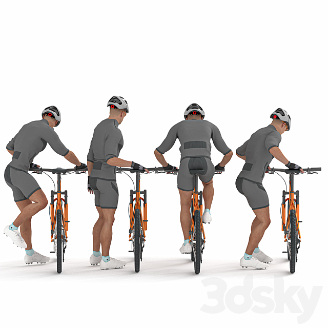 Cyclist Man in 04 Poses 3DS Max Model - thumbnail 3