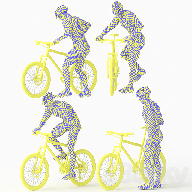 Cyclist Man in 04 Poses 3DS Max Model - thumbnail 4