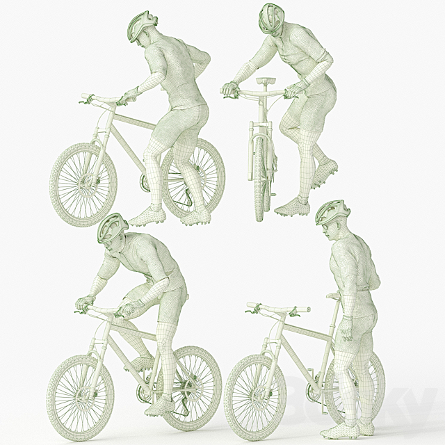 Cyclist Man in 04 Poses 3DS Max Model - thumbnail 5