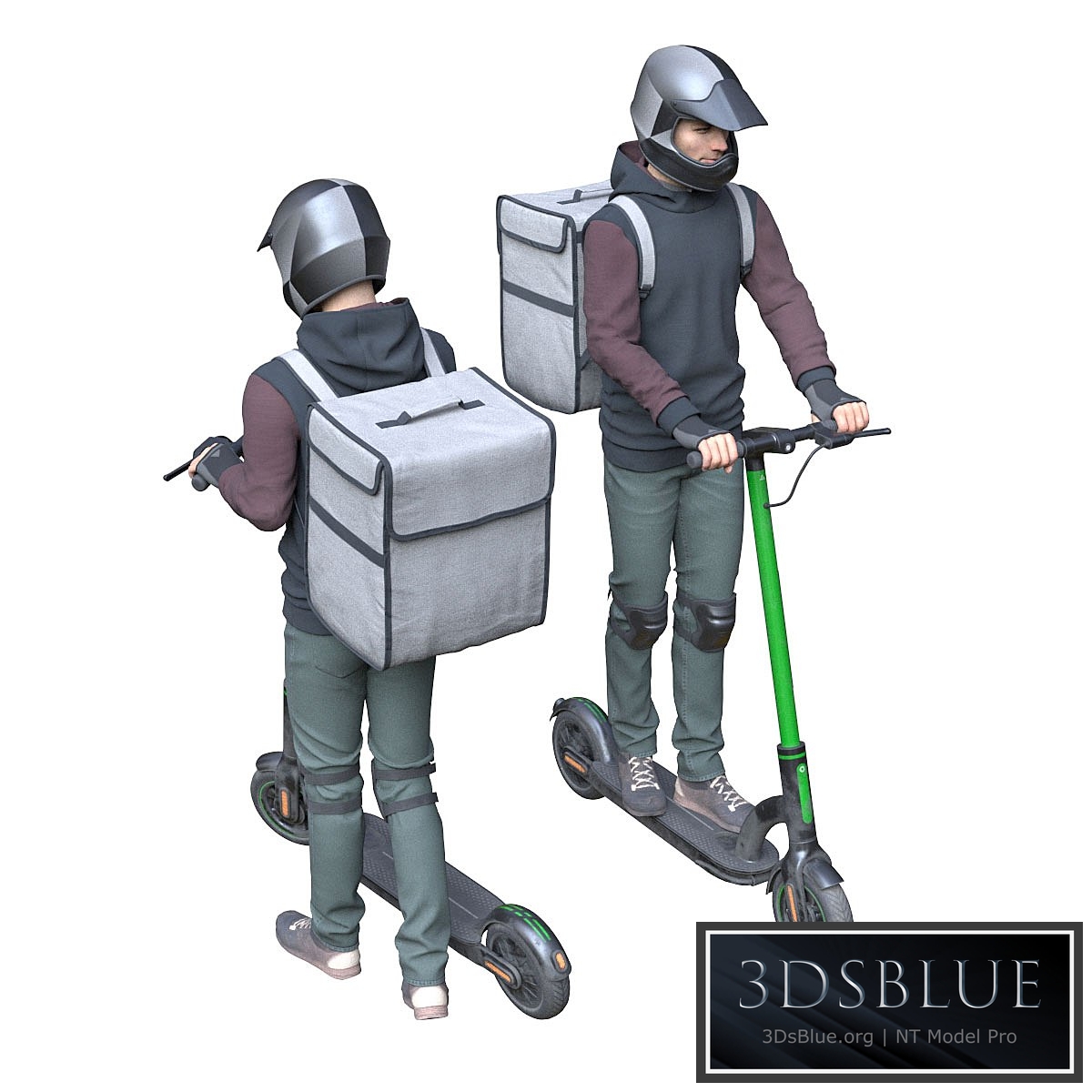 Delievery man on an electric scooter 3DS Max - thumbnail 3