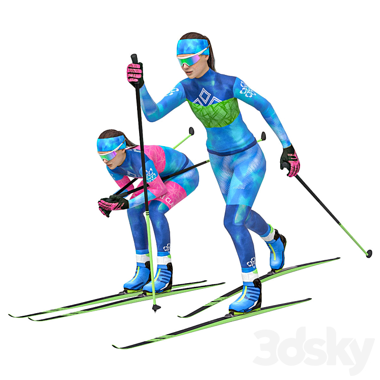 Female skier. Classic skiing 3DS Max - thumbnail 1