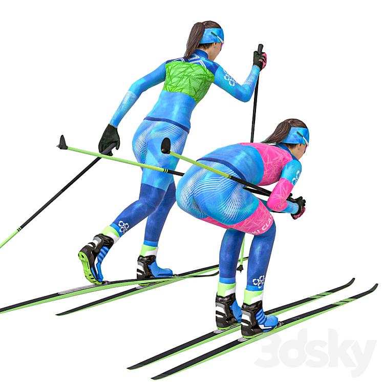 Female skier. Classic skiing 3DS Max - thumbnail 2