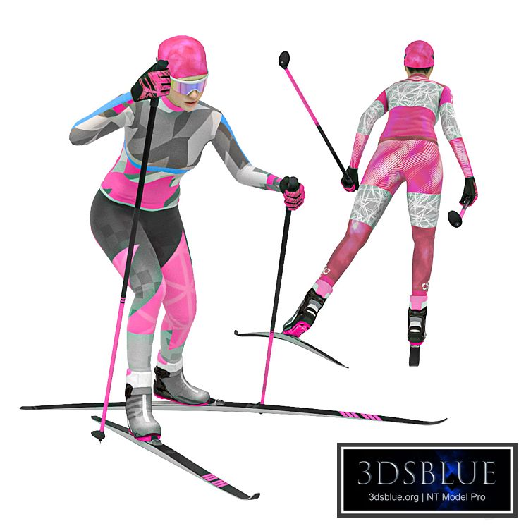 Female skier. Skate skiing 3DS Max - thumbnail 3