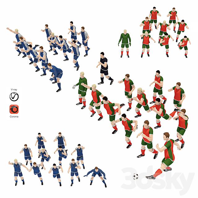 Football players 3ds Max - thumbnail 1