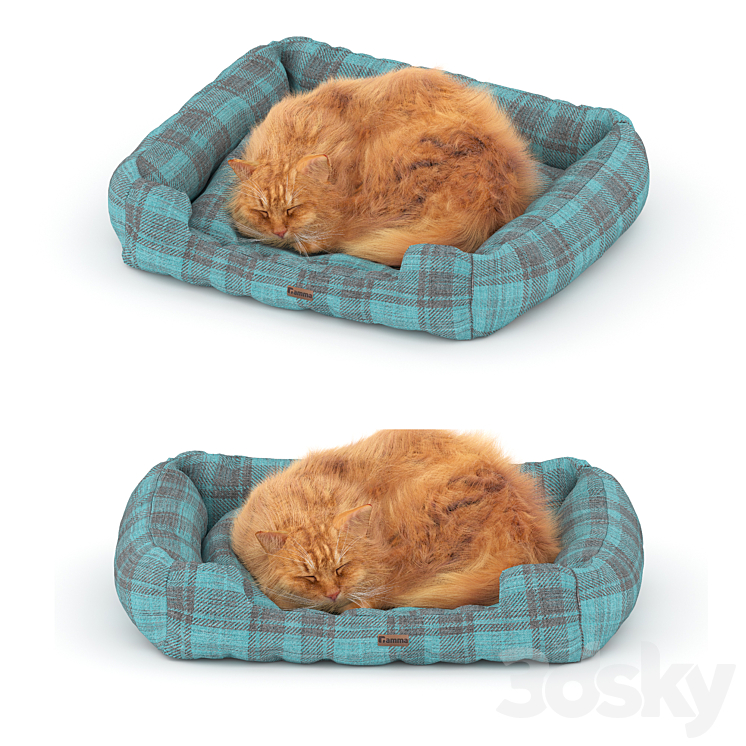 Ginger cat on the bed 3DS Max Model - thumbnail 1