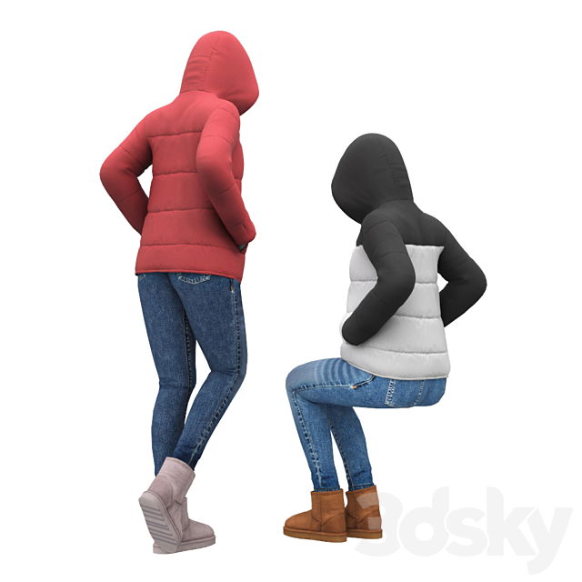 Girl in a jacket with a hood 3DS Max Model - thumbnail 2