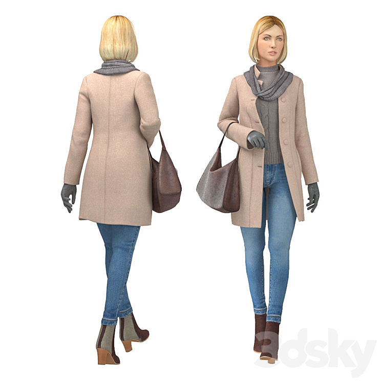 Girl in coat 3DS Max - thumbnail 1